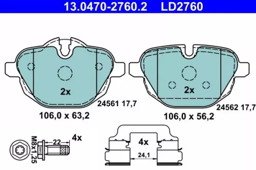 Bremsbelagsatz, Scheibenbremse