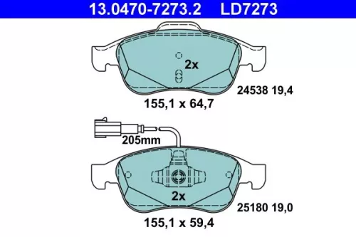 Bremsbelagsatz, Scheibenbremse