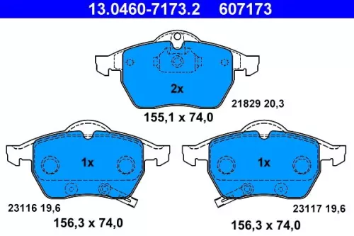 Bremsbelagsatz, Scheibenbremse